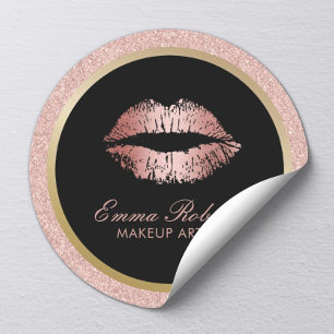 Sticker Rond Maquillage Artiste Rose Gold Parties scintillant L