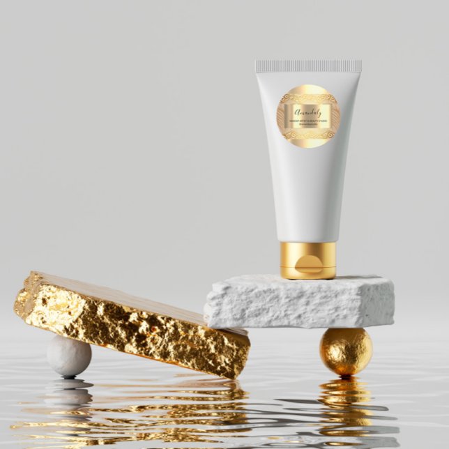 Sticker Rond Maquillage Beauté Shop Frame Gold Favoriser Dentel (Makeup Beauty Shop Frame Gold Favor Lace Classic Round Sticker)