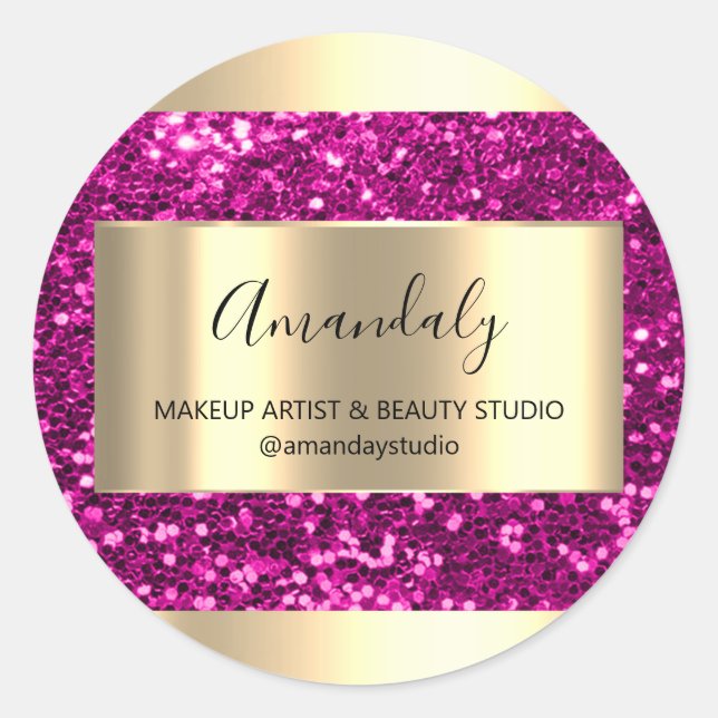 Sticker Rond Maquillage Beauté Shop Frame Gold Favoriser Remerc (Devant)