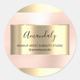 Sticker Rond Maquillage Beauté Shop Frame Gold Favoriser Rose