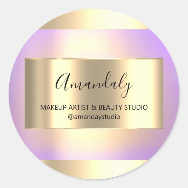 Sticker Rond Maquillage Beauté Shop Frame Gold Favoriser Rose v (Devant)