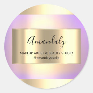 Sticker Rond Maquillage Beauté Shop Frame Gold Favoriser Rose v