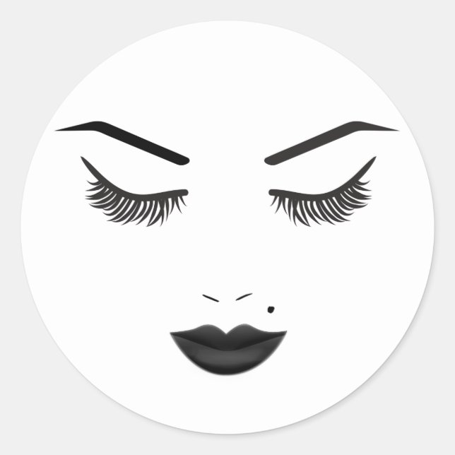 Sticker Rond Maquillage Black Lips Visage Sourcils Lèvres Beaut (Devant)