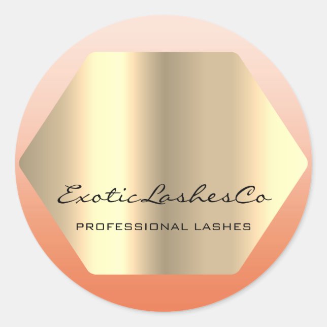 Sticker Rond Maquillage d'or noir Lashes minimaux Brows PEACH (Devant)