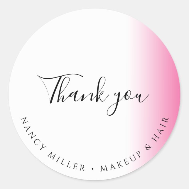 Sticker Rond Maquillage et cheveux rose blanc dégradé moderne m (Devant)