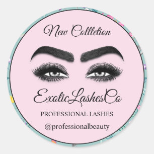 Sticker Rond Maquillage Eyelash Nettoyeur d'emballage Floral Pi