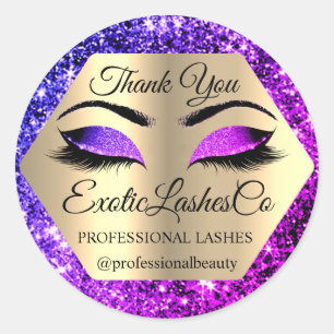 Sticker Rond Maquillage Merci de lash Artiste Yeux or PURP ROSE