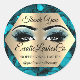 Sticker Rond Maquillage Merci Lash Artiste Gold Eyes Océan