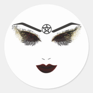 Sticker Rond Maquillage Pentacle Beauté Visage Cils & Lèvres Fo