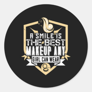 Sticker Rond Maquillage - Un Sourire Est Le Meilleur Maquillage