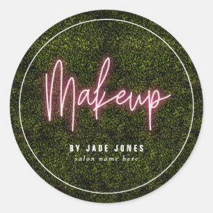 Sticker Rond Maquillage vert néon Artiste Cosmetologue d'affair