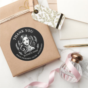 Sticker Rond Maquilleur Coiffeur Noir Blanc Merci