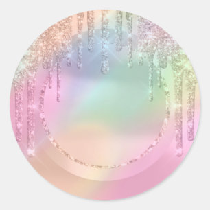Sticker Rond Maquilleuse Drips Rose Paillettes 16 ans doux