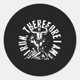 Sticker Rond Marathon Marathoner Courir Je Coure Donc Je Suis S