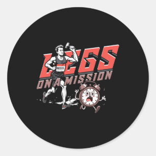 Sticker Rond Marathon Marathonien Courant Les Jambes Sur Un Sti