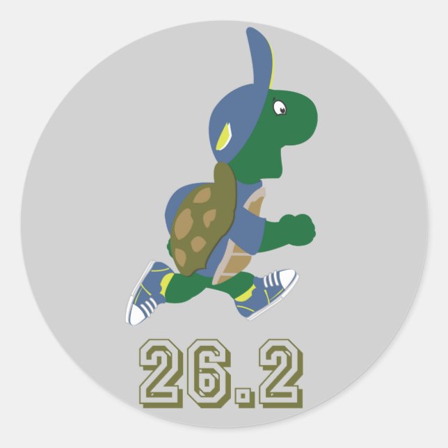 Sticker Rond Marathon Turtle Runner en bleu (Devant)