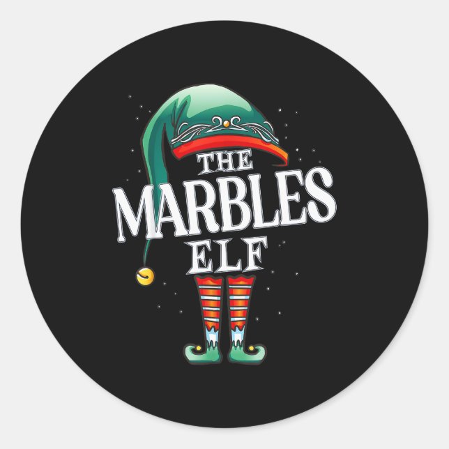 Sticker Rond Marbles Elf Christmas Group Xmas Pajama Party  (Devant)