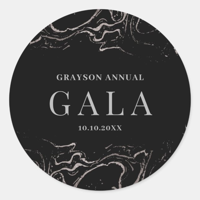 Sticker Rond Marbre argenté de Gala (Devant)