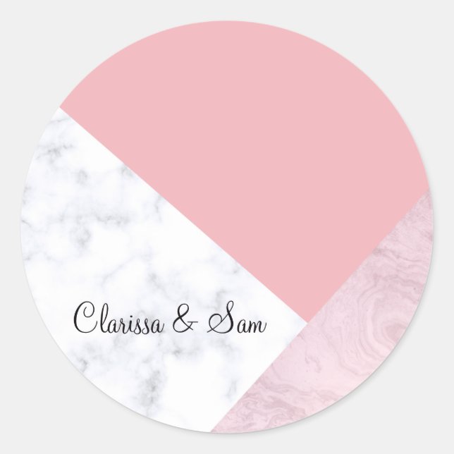 Sticker Rond Marbre blanc de rose en pastel de poussin élégant (Devant)