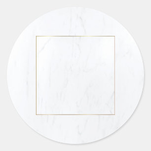 Sticker Rond Marbre blanc Gold Cadre moderne élégant Blank Plai