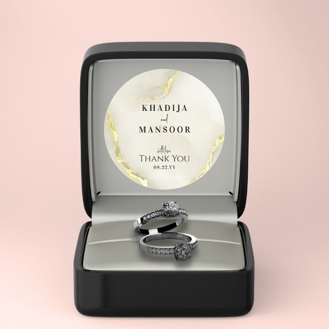 Sticker Rond Marbre d'or Mariage Texture Merci Favor (Créateur téléchargé)