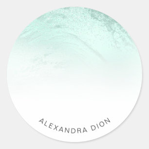Sticker Rond Marbre élégant minimal vert menthe pailleté