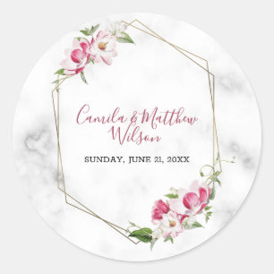 Sticker Rond Marbre Et Fleurs