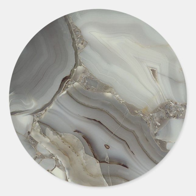 Sticker Rond Marbre Gris avec Veine d'Or (Devant)