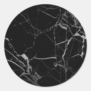 Sticker Rond Marbre noir et argent de la veine