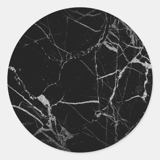 Sticker Rond Marbre noir et argent de la veine (Devant)