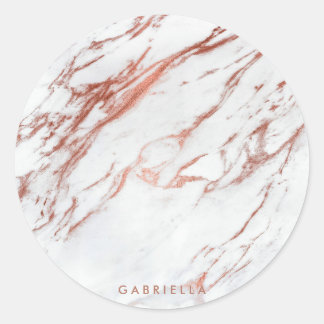 Sticker Rond Marbre or rose