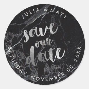 Sticker Rond Marbre PixDezine Enregistrer la date/Faux Argent