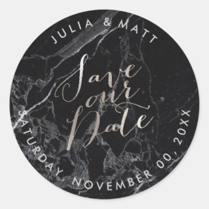 Sticker Rond Marbre PixDezine Enregistrer la date/Faux Argent