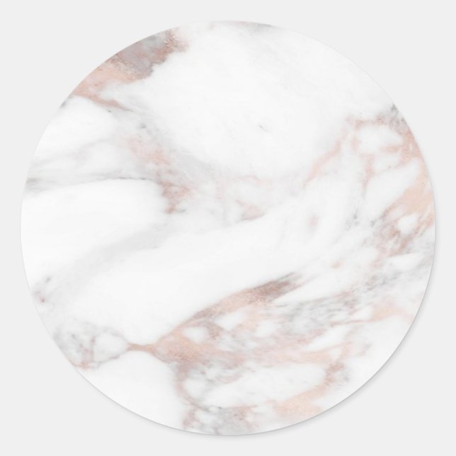 Sticker Rond Marbre Rosé Doré Moderne Élégant Vierge (Devant)