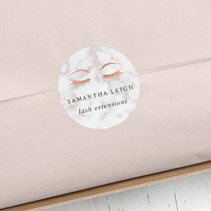 Sticker Rond Marbre & Rose Gold Lashes & Brows Beauté