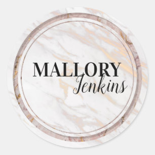 Sticker Rond Marbre rose Iridescente