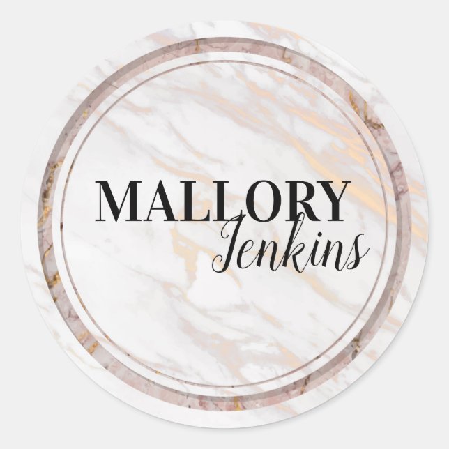 Sticker Rond Marbre rose Iridescente (Devant)