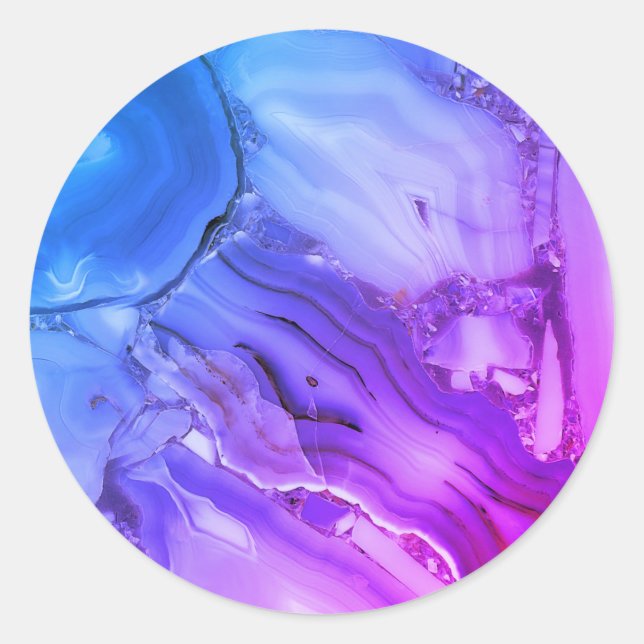 Sticker Rond Marbre Violet Exotique  (Devant)