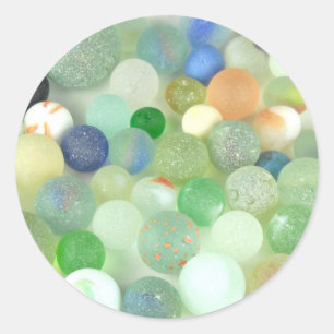 Sticker Rond Marbres en verre de mer