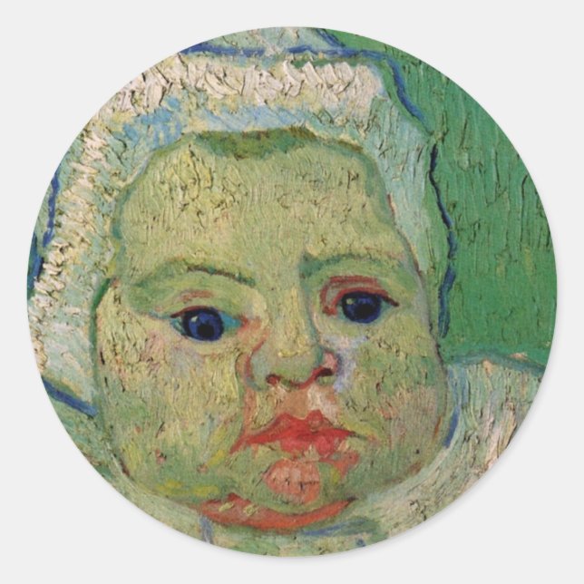 Sticker Rond Marcelle Roulin bébé par Vincent van Gogh (Devant)