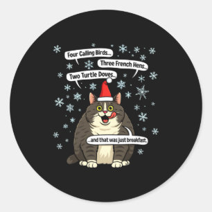 Sticker Rond Marchandise de chapeau de Santa de mème de chat dr
