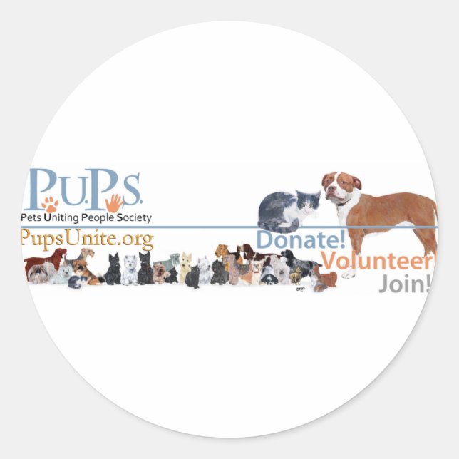 Sticker Rond Marchandise de logo de PUPs (Devant)