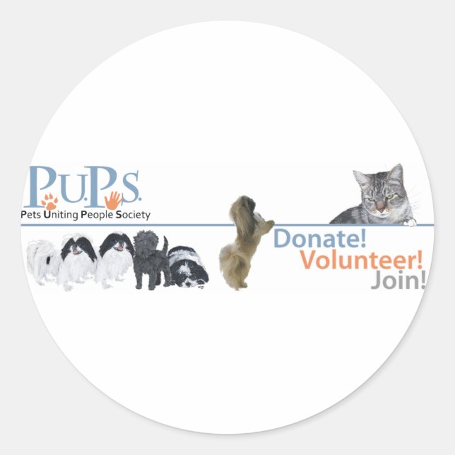 Sticker Rond Marchandise de logo de PUPs (Devant)