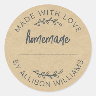Sticker Rond Marchandises faites maison Confiture Cookies Kraft