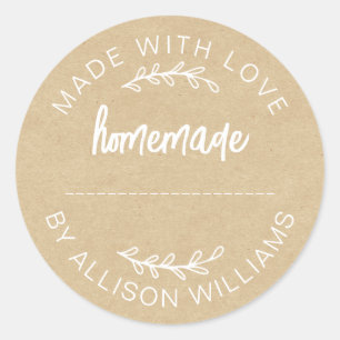 Sticker Rond Marchandises faites maison Confiture Cookies Kraft