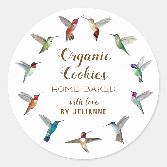 Sticker Rond Marchandises Faites Maison pour Colibris (Devant)
