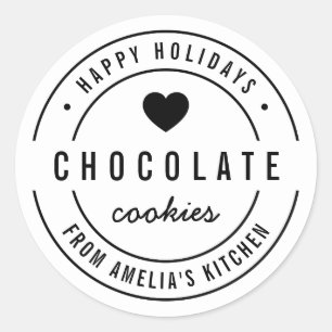 Sticker Rond Marchandises maison noir blanc Cuisine Joyeux vaca