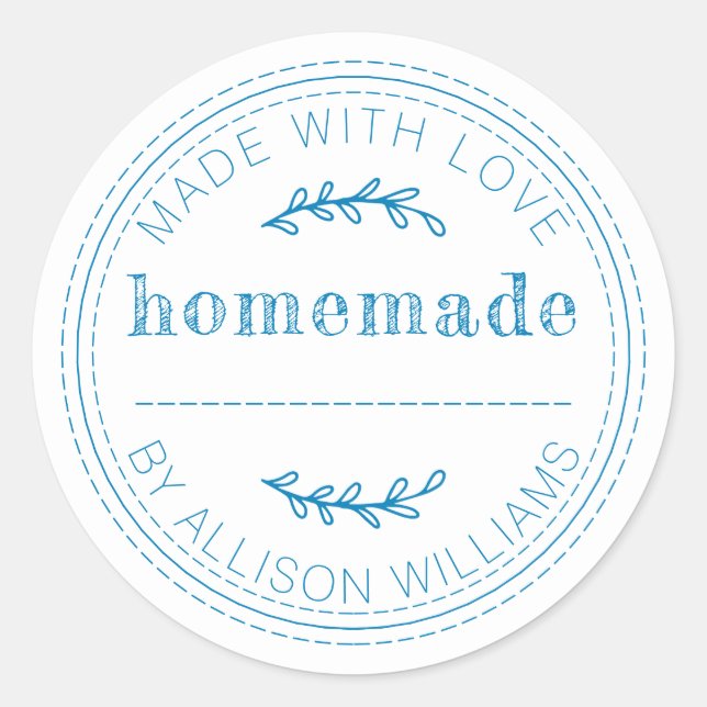 Sticker Rond Marchandises Rustiques faites maison confiture Can (Devant)