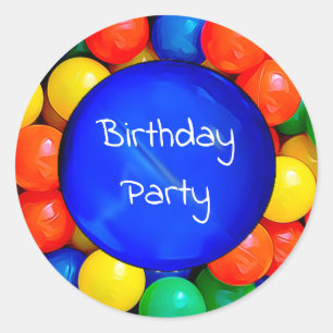 Sticker Rond Marchands de boules bondissantes Anniversaire ou I