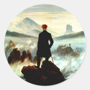 Sticker Rond Marche Au-Dessus De La Mer De Brume Par Caspar Dav